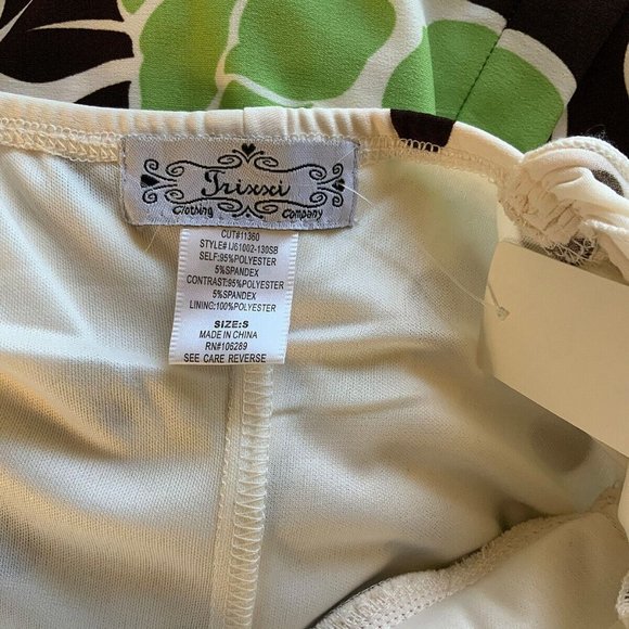 Trixxi Floral Faux Wrap Empire Dress sz S Womens Midi Tulle Underlay Polka Dot - Picture 3 of 5